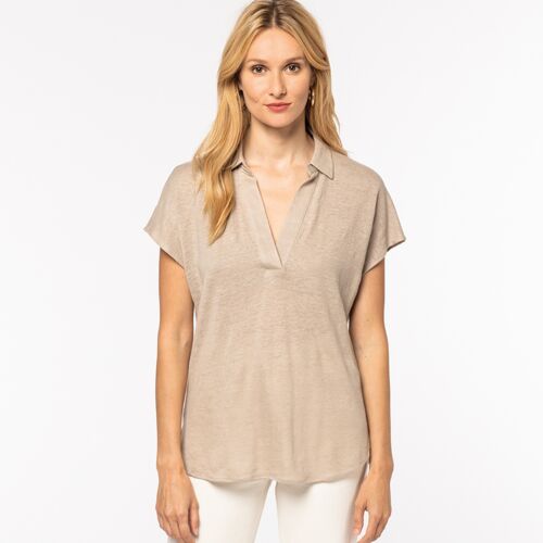 Native Spirit Native Spirit Ladies Linen Polo Shirt NS221 Native Spirit Ladies Linen Polo Shirt Thumbnail