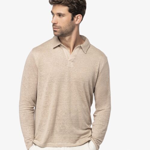 Native Spirit Native Spirit Long Sleeve Linen Polo Shirt NS202 Native Spirit Long Sleeve Linen Polo Shirt Thumbnail