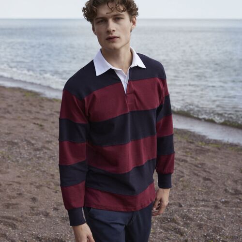 Front Row Sewn stripe long sleeve rugby shirt FR08M Sewn stripe long sleeve rugby shirt Thumbnail