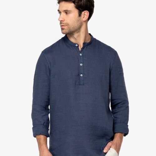 Native Spirit Native Spirit Washed Mao Collar Shirt NS507 Native Spirit Washed Mao Collar Shirt Thumbnail