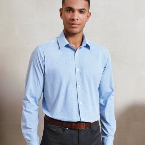 Premier Microcheck (Gingham) long sleeve cotton shirt PR220 Microcheck (Gingham) long sleeve cotton shirt Thumbnail